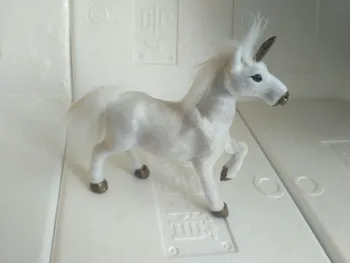 

raise-up one leg white furs unicorn model, 16x6x15cm polyethylene&furs manual handicraft ornament home decoration a2207