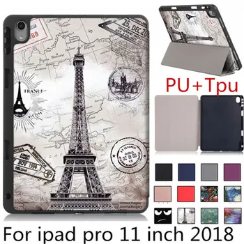 

High quality Painted Soft Case for New iPad Pro 11 2018 PU Leather Smart Wake up function Cover Case for iPad Pro 11 inch case