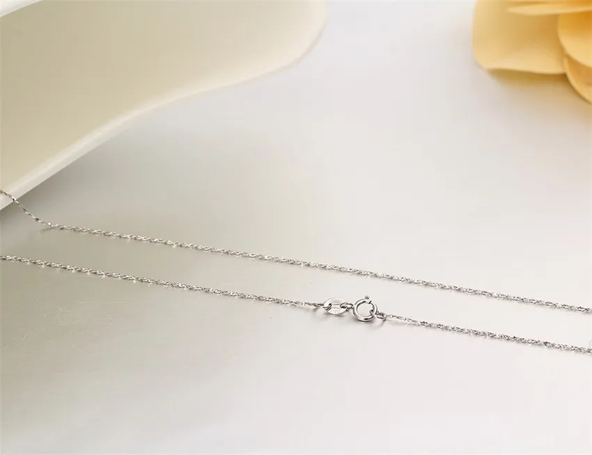 Real 925 Sterling Silver Slim Water Wave Chain Necklaces for Pendants Charms Jewelry For Womens Girls Jewelry Gift bijoux femme