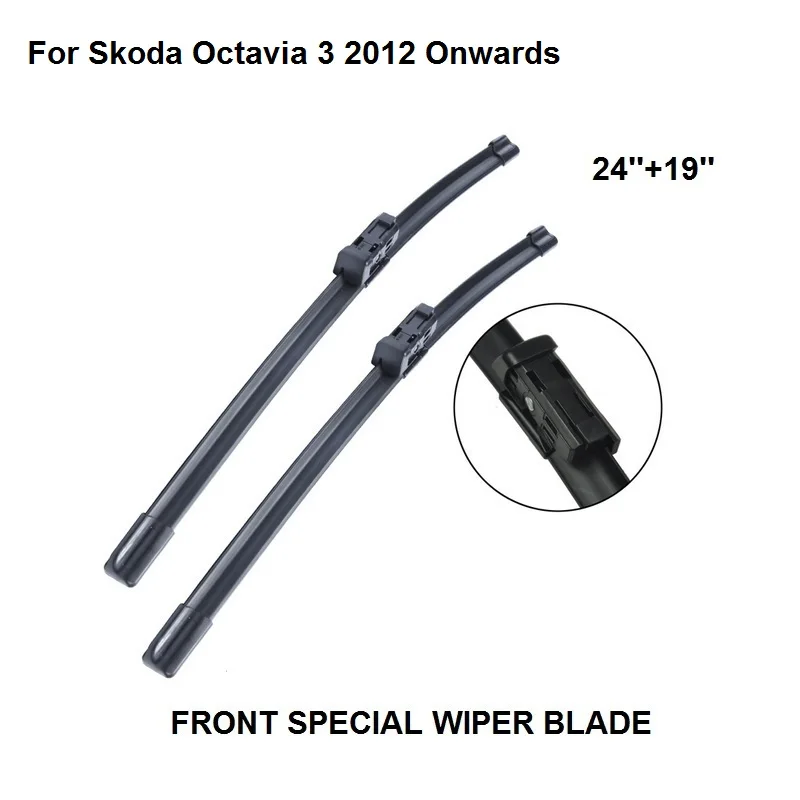 Car Accessory 24''+19'' Windshield Wiper Blade For Skoda Octavia 3 III 2012 Onwards Natural Rubber Bracketless | Автомобили