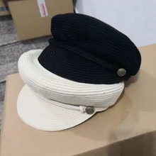 1 шт. лето и весна соломы плоские темно шапка с козырьком Военная Униформа кепки модные Солнцезащитная шляпа девушка подарок BBB0704