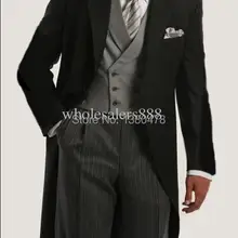 New Morning Стиль One Button Жених Смокинги для женихов Нотч Best Man Женихи Для мужчин Нарядные Костюмы для свадьбы Жених(куртка+ Брюки для девочек+ галстук