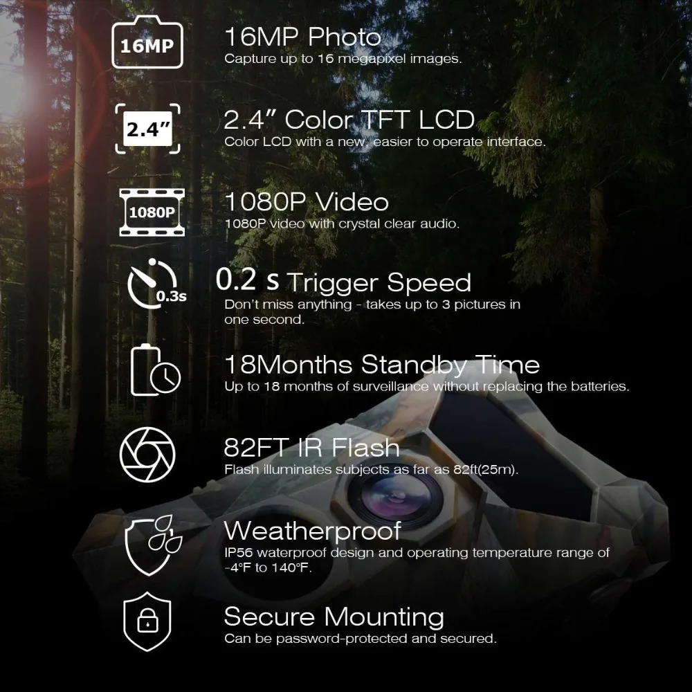 12MP 1080P Night Vision Foto Traps Trail Camera Chasse Hunting Scout Game Camera 2.4 LCD Screen Video Game Hunting Recorder (4)_