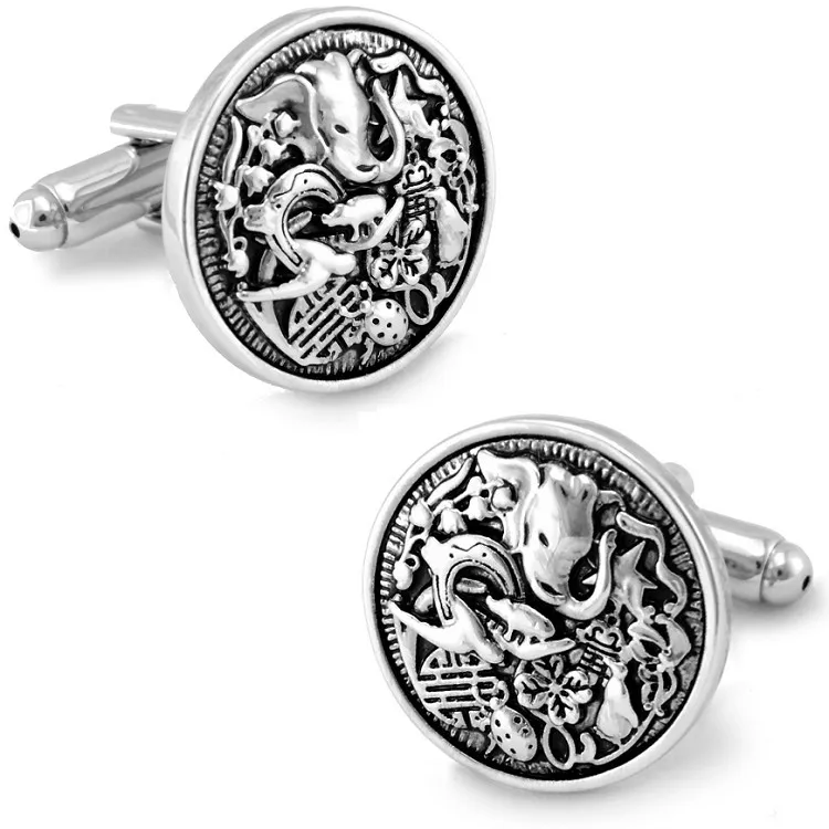 

SPARTA White Gold Electroplated Totem make old technology cufflinks men's Cuff Links + Free Shipping !!! metal buttons