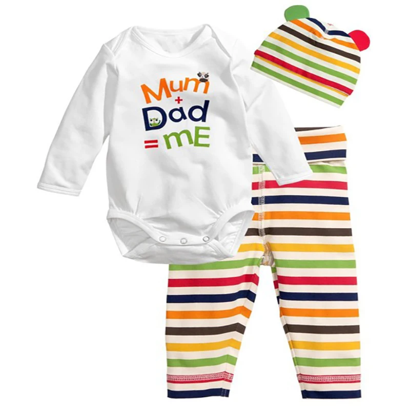 

Cartoon Baby Girl Boy Clothes Set Baby Bodysuits Long Sleeve + Long Pants + Hat Cotton Newborn Clothes Baby Set Infant Clothing