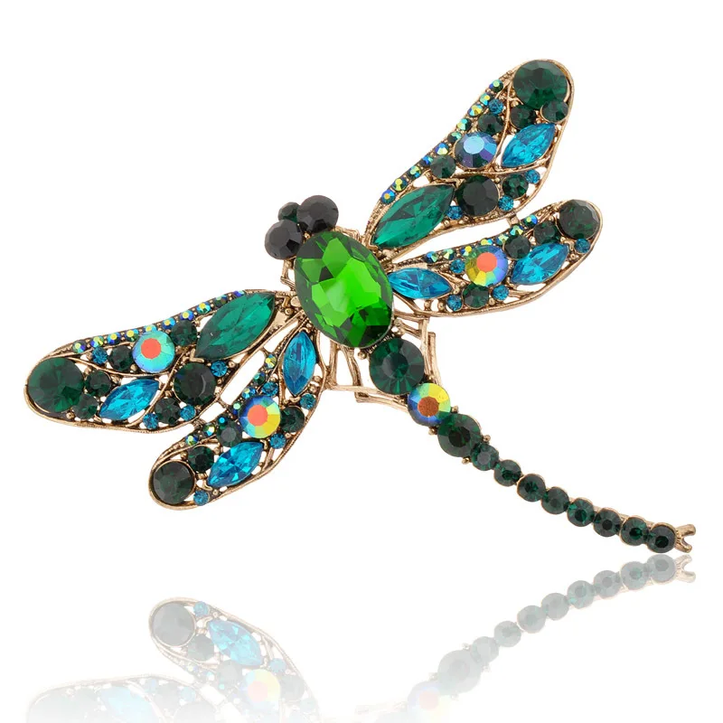 Hot 2015 New Fashion Jewelry Broochs 8 Colors Vintage Lovely Dragonfly Crystal Rhinestone Scarf Pins Brooches For Women