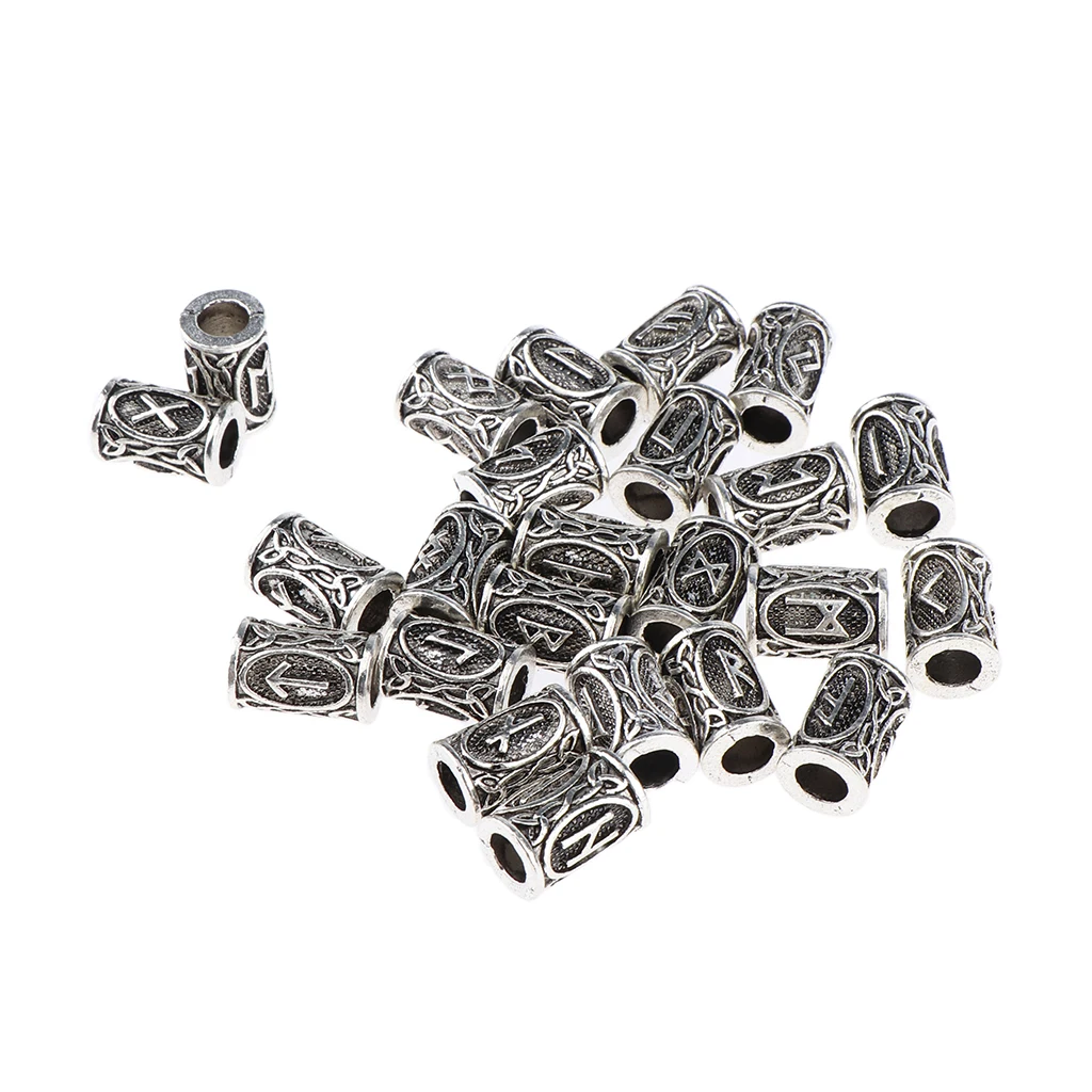 24 Pcs Hair Beads Silver Black Fashion Hair Accessories for Women Men Braiding Bracelet Necklace DIY