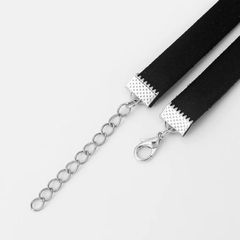 Черные 10 мм плоские чокеры из искусственной замши для женщин девушка серебряные подвески в виде руки хамсы 1" Розовые ожерелья ювелирный подарок