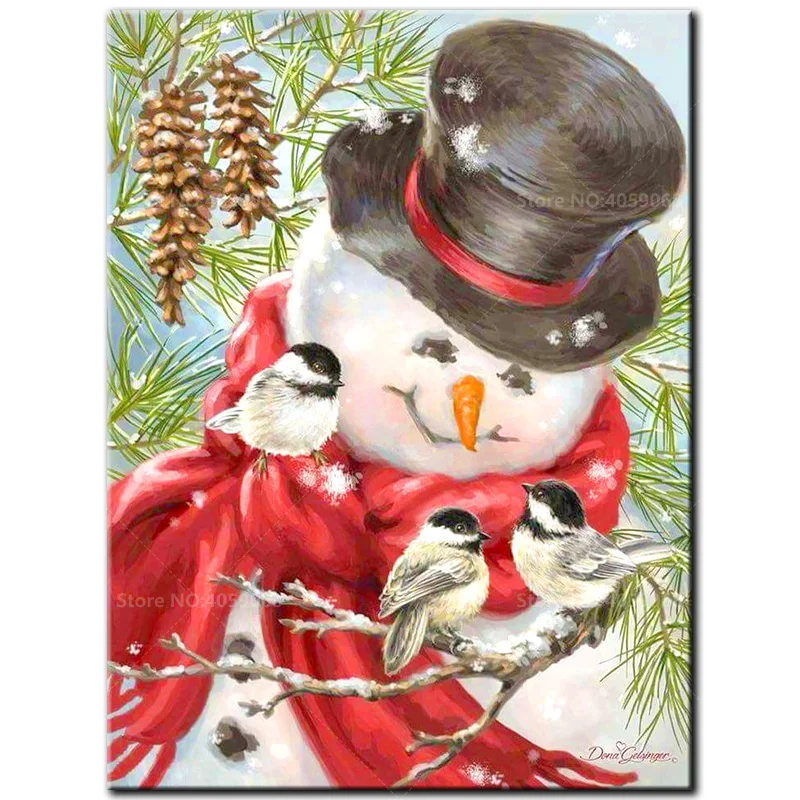 

5D DIY Diamond Painting Full Square Diamond embroidery Snowman and birds Cross Stitch Pictures Of Rhinestones Mosaic A1016