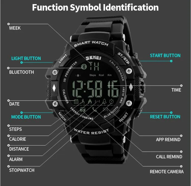fitness watches for women SKMEI Smart Watch For Apple Android Women Sports Watches Bluetooth Pedometer Camera Smartwatch Waterproof Wristwatches men's water resistant watches