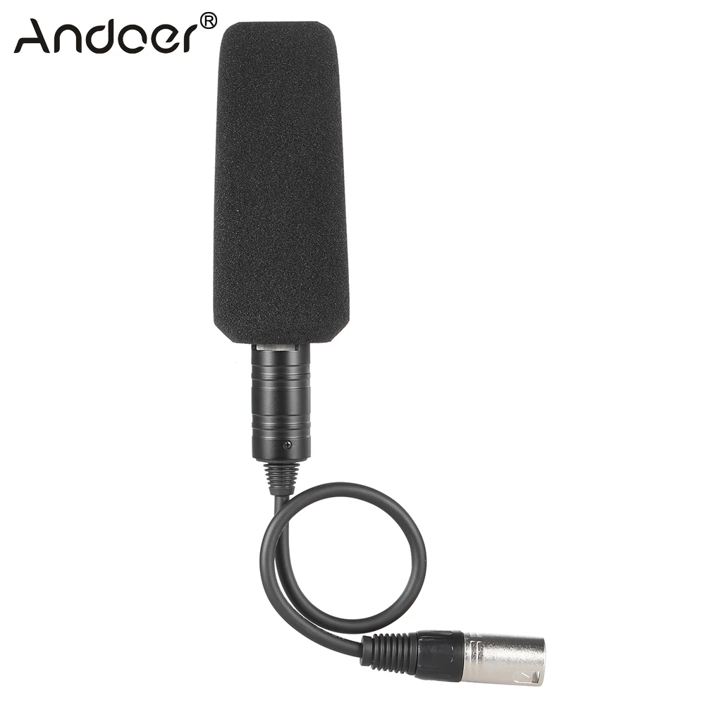 

Andoer Video Recording Interview Stereo Condenser Unidirectional Microphone Mic for Sony Panosonic Camcorder--XLR Interface
