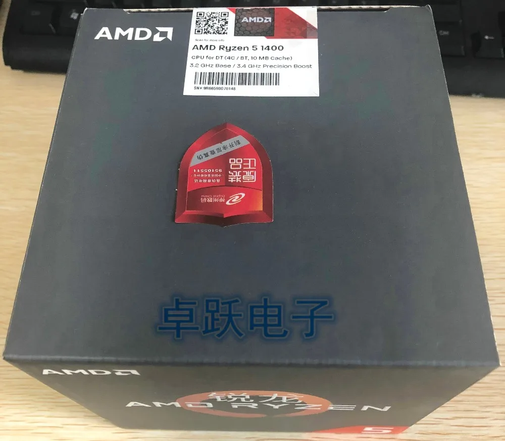 

AMD Ryzen R5 1400 CPU Original Processor 4Core 8Threads Socket AM4 3.2GHz TDP 65W 10MB Cache 14nm DDR4 Desktop YD1400BBM4KAE