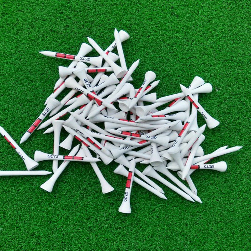 

50pcs 54MM White Wooden golf Ball Tees Red Printing Golf Tee New