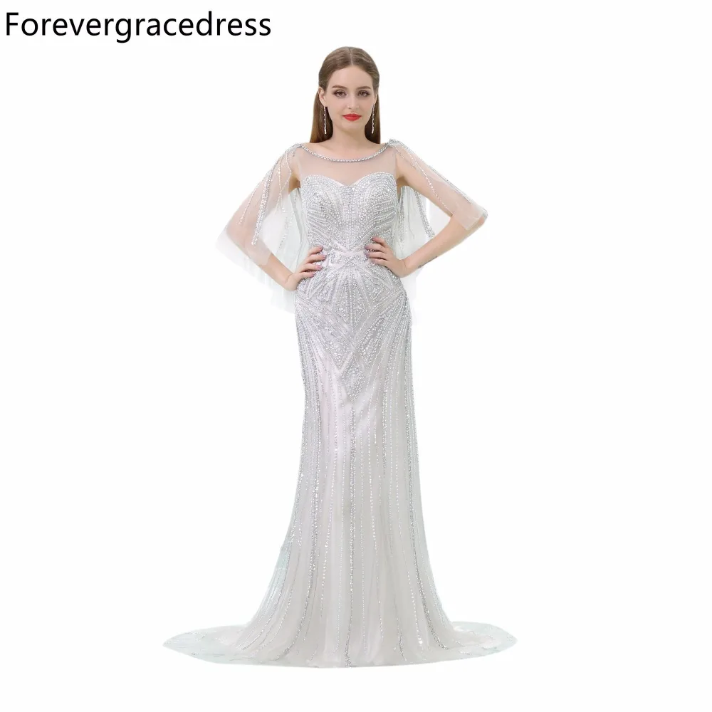 Forevergracedress Роскошные платье для выпускного вечера Новое поступление Иллюзия кристаллы тяжелых вышитый бисером Длинные Вечеринка платье плюс Размеры индивидуальный заказ