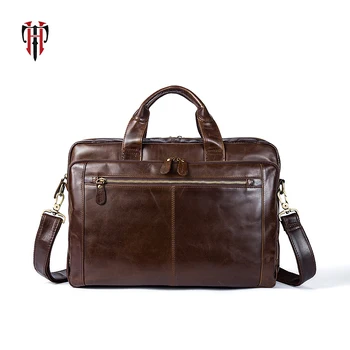 

TIANHOO 14 inch laptop bag business briefcase genuine leather man bags for work crossbody shoulder & hand bag men totes