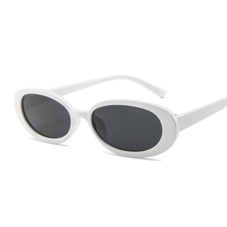 Стильные маленькие овальные солнцезащитные очки для женщин, Ретро стиль, круглая оправа, белые, черные мужские солнцезащитные очки, леопардовые, в стиле хип-хоп, прозрачные очки, UV400 - Цвет линз: WhiteGray