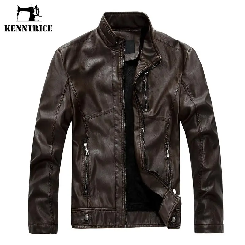 Kenntrice мотоциклетная куртка из искусственной кожи для мужчин Jaqueta Couro Masculino