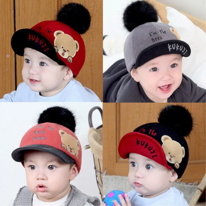 

Cartoon Bear Design Baby Hat Baseball Cap Cute Cotton Baby Boys Girls Spring Winter Sun Hat Spring Autumn Peaked Cap