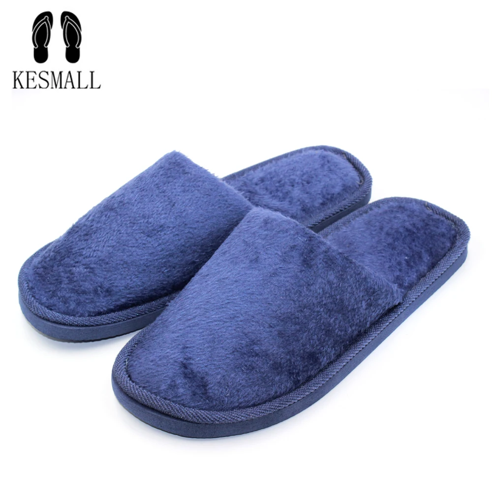 

KESMALL 3 Colors New Fashion Soft Sole Autumn Winter Warm Home Cotton Plush Slippers Men Indoor\ Floor Flat Shoes Boys Gift W304