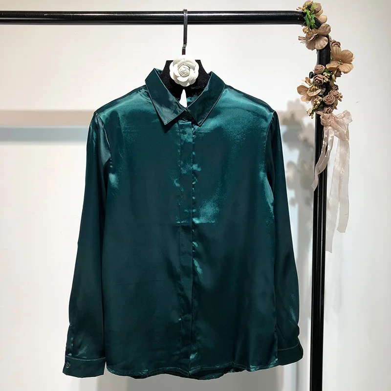 WENYIN/2018 осень зима уличной моды Винтаж Стиль атласная блузка Для женщин blusas