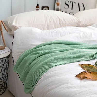 Новые клетчатые хлопковые вязаные одеяла, декоративные одеяла для маленьких детей, мягкий диван для спальни/покрывала для кровати, покрывало для путешествий koc - Цвет: Green