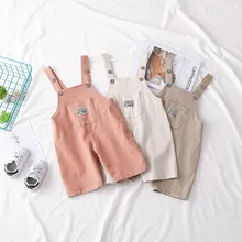 3 цвета, джинсовый комбинезон для новорожденных мальчиков и девочек, летняя детская одежда однотонные брюки-комбинезон на подтяжках для малышей