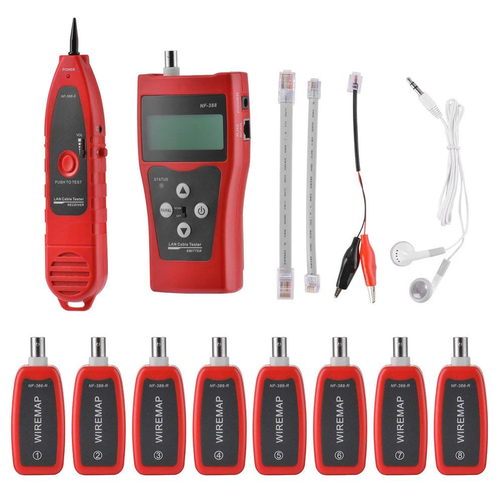 

Portable 5-6E RJ11/RJ45/BNC/USB Network LAN Cable Wire Length Tester Breakage Locate Tracker Meter with 8x Remote Wire Map AD065
