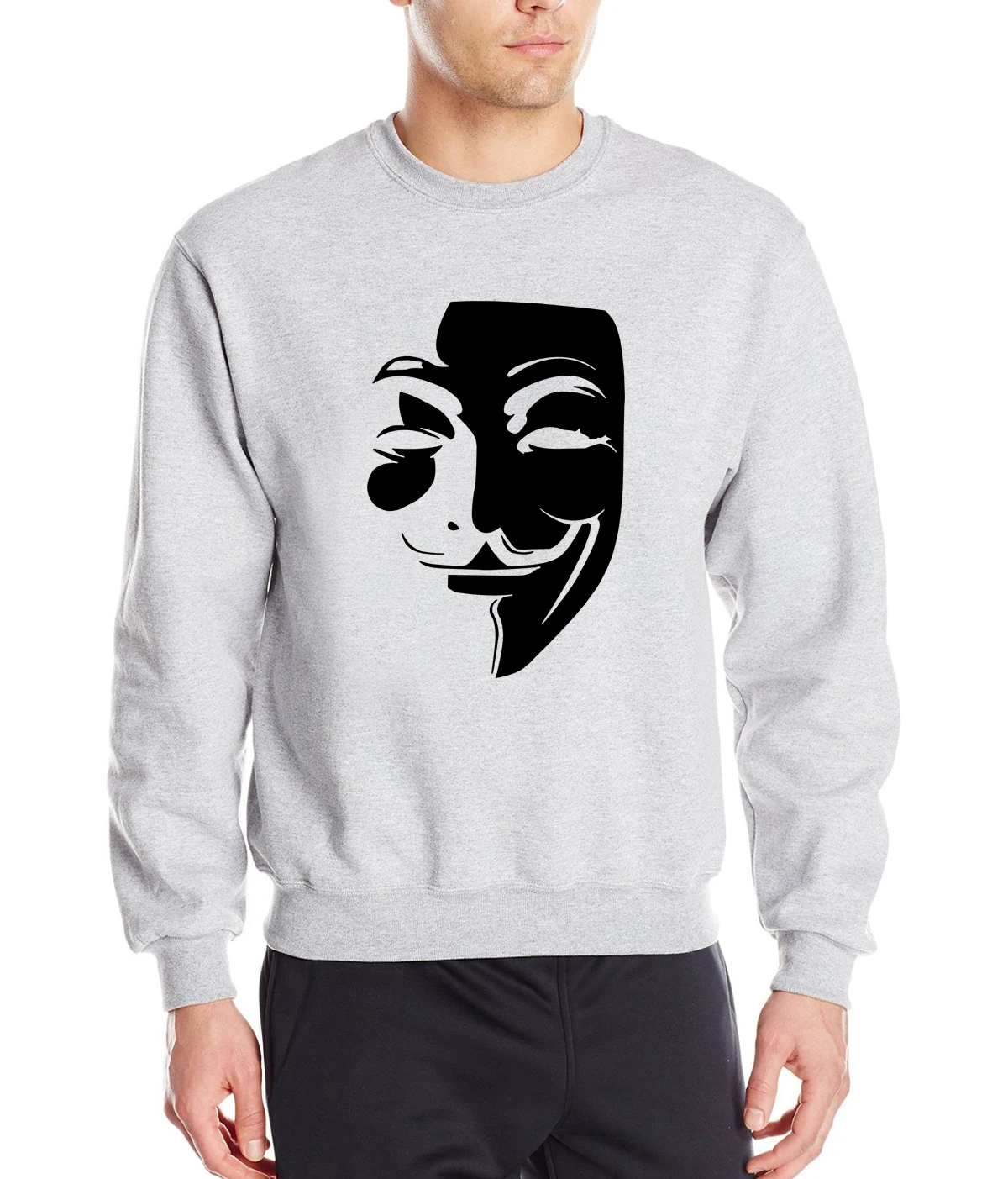 V for Vendetta Guy Fawkes толстовки мужские Горячая Распродажа Весна Зима Модные мужские толстовки хип-хоп спортивный костюм брендовая одежда S-2XL - Цвет: gray1