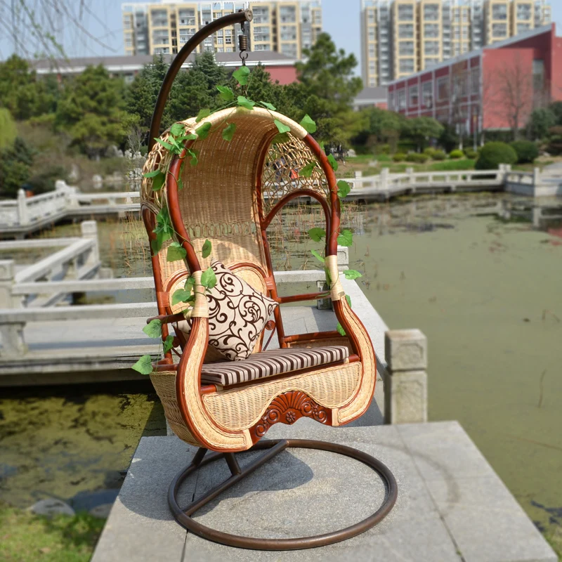 Natural rattan basket hanging chair indoor wickerin Hanging Baskets