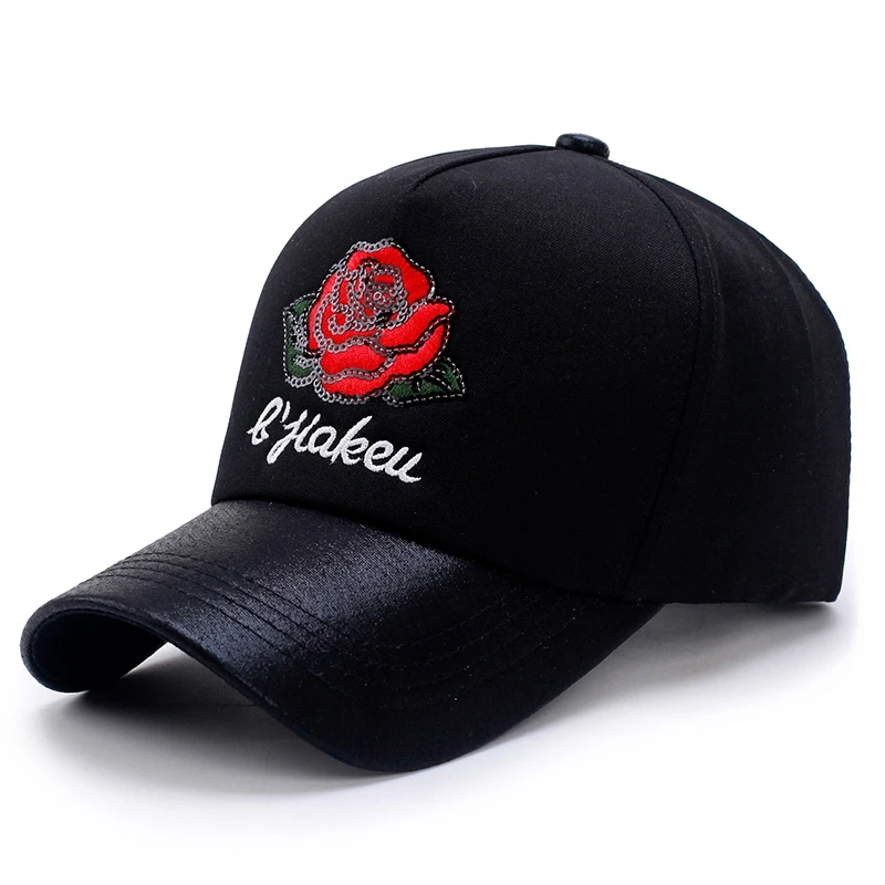 

2019New ladies hat embroidered sequins rose baseball cap casual shopping visor fashion cap Boutique golf hat