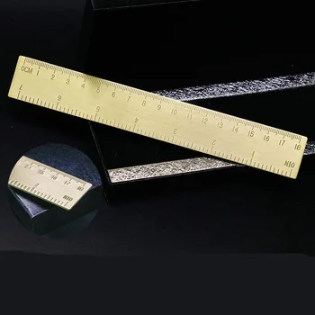 

1 pcs Multifunction Thickening Portable Brass Ruler 18 CM School Office Drawing Tools