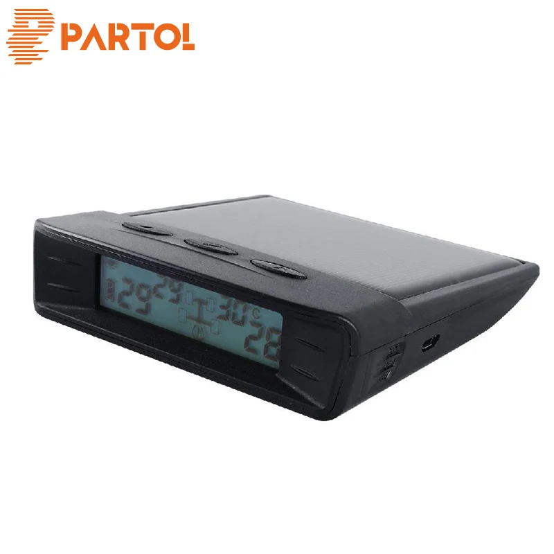 

Partol Black Car Tire Pressure Automatic Monitoring System With LED Digital Flash Alarm USB interface Automatically Alarm Buzzer