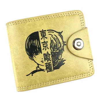 

Printed With Kaneki Ken Anime Tokyo Ghoul Khaki Wallet PU Leather Short Folding Purse Card Holder of Button Money Bag