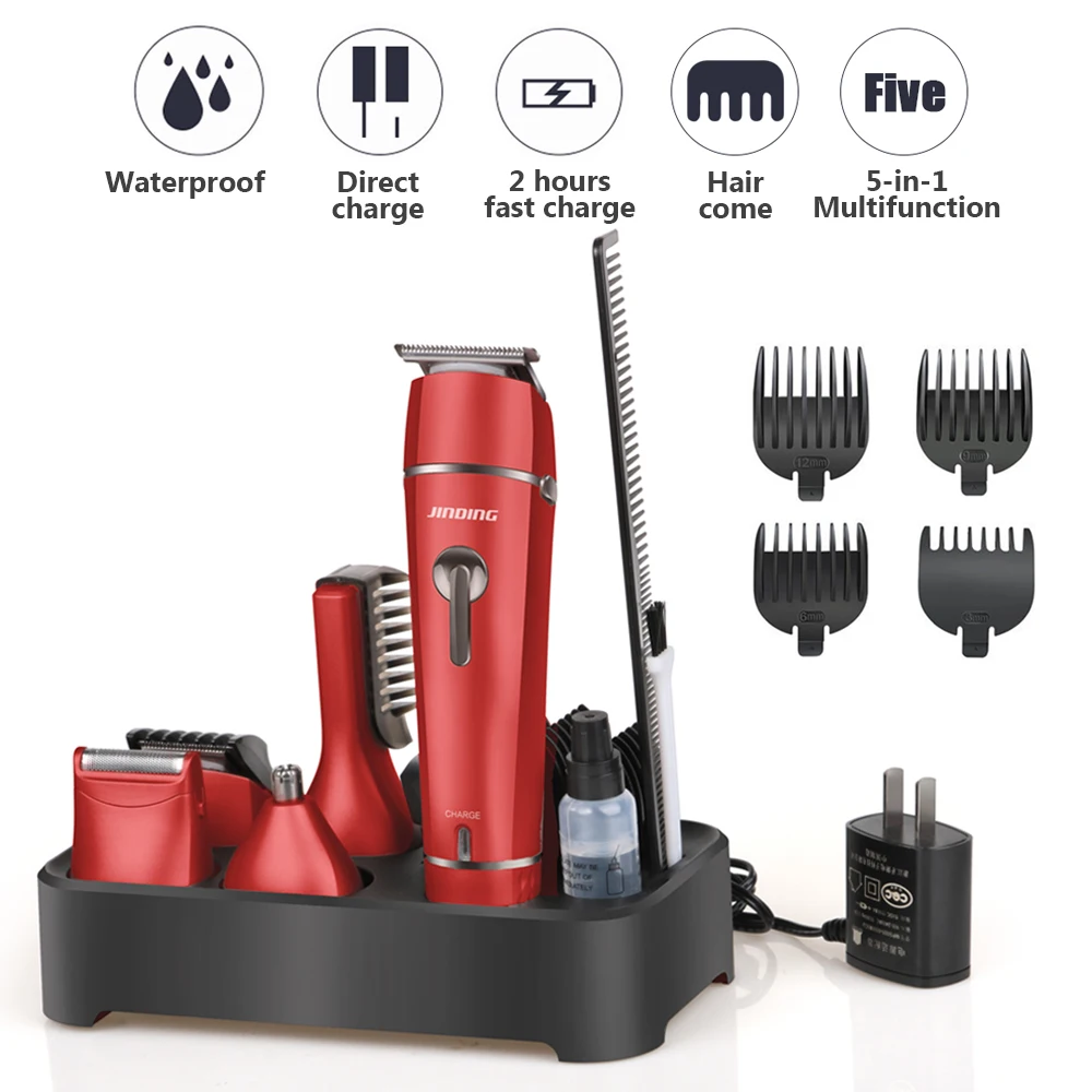 110-240V 5-in-1 USB Waterproof Electric Shaver Hair Clipper