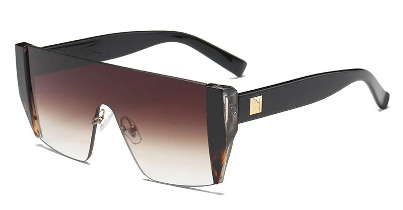 HBK, квадратные роскошные солнцезащитные очки, фирменный дизайн, для девушек, негабаритные оттенки, солнцезащитные очки для женщин, Золотая оправа, Зеркальные Солнцезащитные очки для женщин - Цвет линз: c2 leopard brown