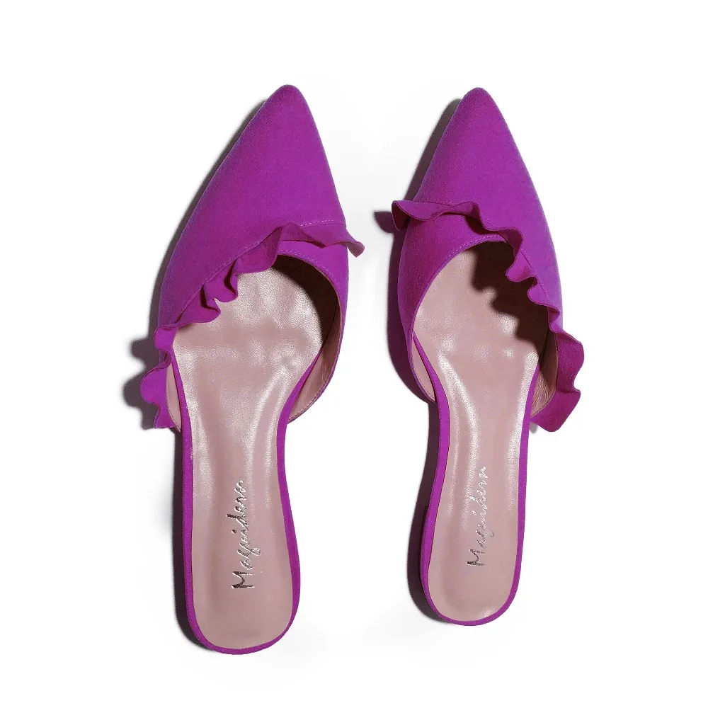 Maguidern Ruffle Trimmed Slides Backless Slippers_18