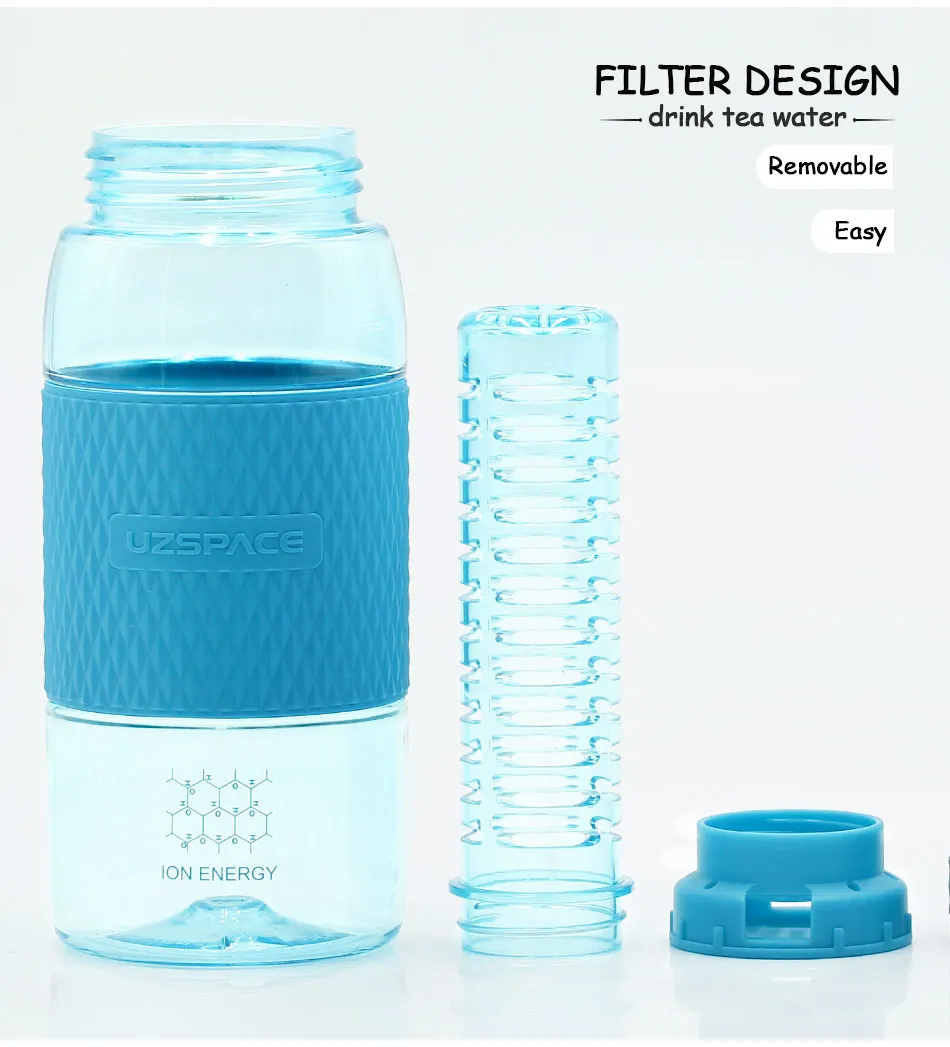 UZSPACE 350ml Tritan Sports Water Bottles Creative Portable buckle Lemon fruit tea Filter Shaker Drink Bottle For Water BPA Free350ML_07