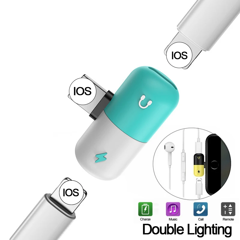

For iPhone Lighting 2 in 1 Audio Charge Adapter For iPhone X 8 7 Plus Charging Sync And Cable Splitter Earphone Music Adaptador
