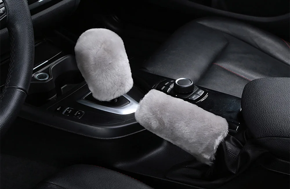 2 шт. автомобильный ручник перчатки мягкий плюшевый чехол Зимний Теплый Универсальный для Ford Focus Fusion Escort Kuga Ecosport Fiesta Falcon