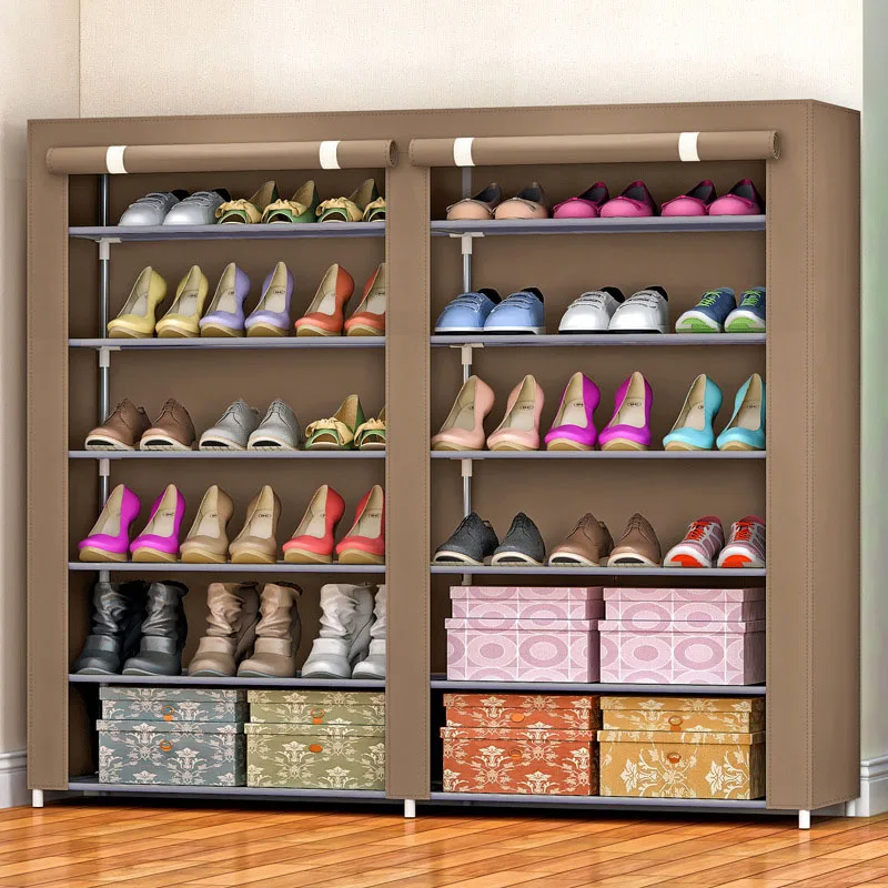 Этажерка для обуви шкаф нетканые ткани большой органайзер для обуви Съемный Хранения Обуви гостиной мебельные полки - Цвет: 0606CX-coffee