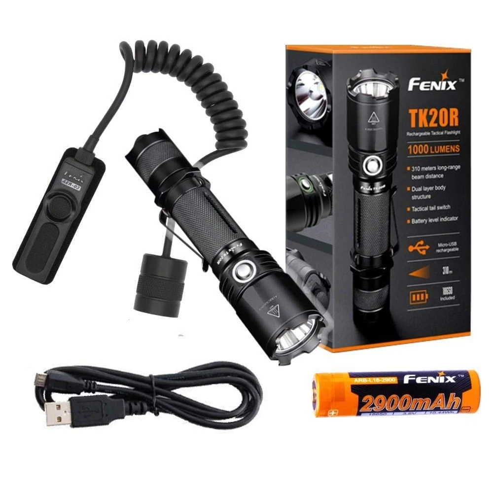 

Fenix Fenix TK20R 1000 Lumens High Capacity USB Rechargeable LED Tactical Flashlight with Battery and AER-03 switch
