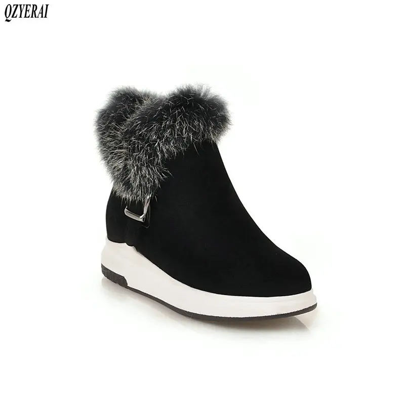 

QZYERAI 2018 New winter warm 100% leather women boots ankle snow boots fur women boots fashion warm women shoes