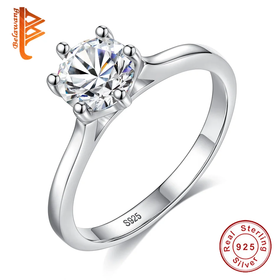 

Factory Price Trendy Engagement Ring 6 Claws 925 Sterling Silver AAA Crystal CZ Female Women Wedding Band Rings Jewelry Gift