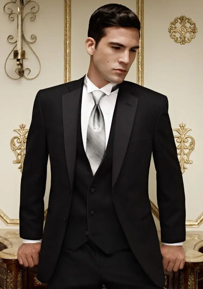 2018 New Style Two Button Black Groom Tuxedos Handsome Men's Wedding ...