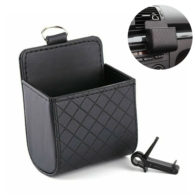 

PU Leather Storage Box Coin Phone Bag Organizer Pocket Hanging Holder Pouch+Hook