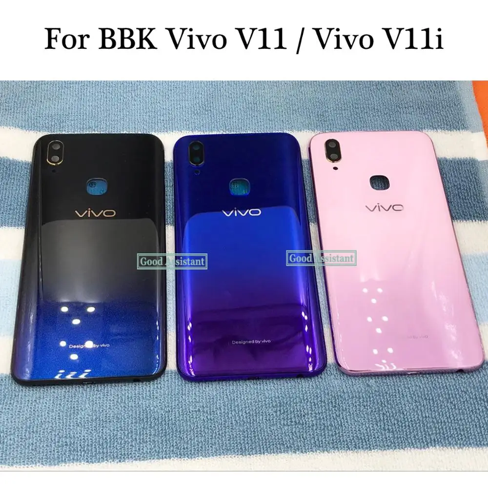 Черный/синий/розовый 6,3 дюймов для BBK Vivo V11/Vivo V11i задняя крышка батарейного отсека Корпус Задняя стеклянная линза Запчасти Замена