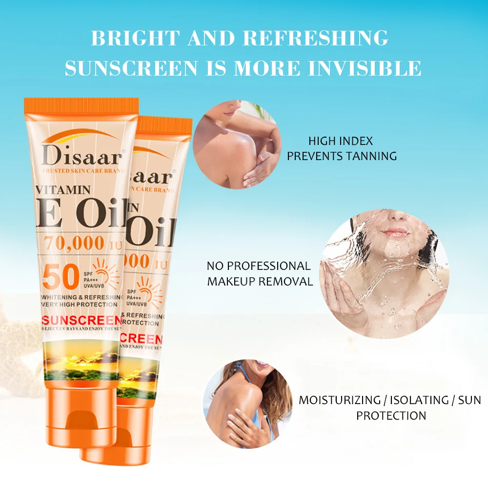 SPF50 Vitamin E Face Body Sunblock Foundation Whitening Sunscreen Cream Skin Protective Cream Oil-control Moisturizing Body Care