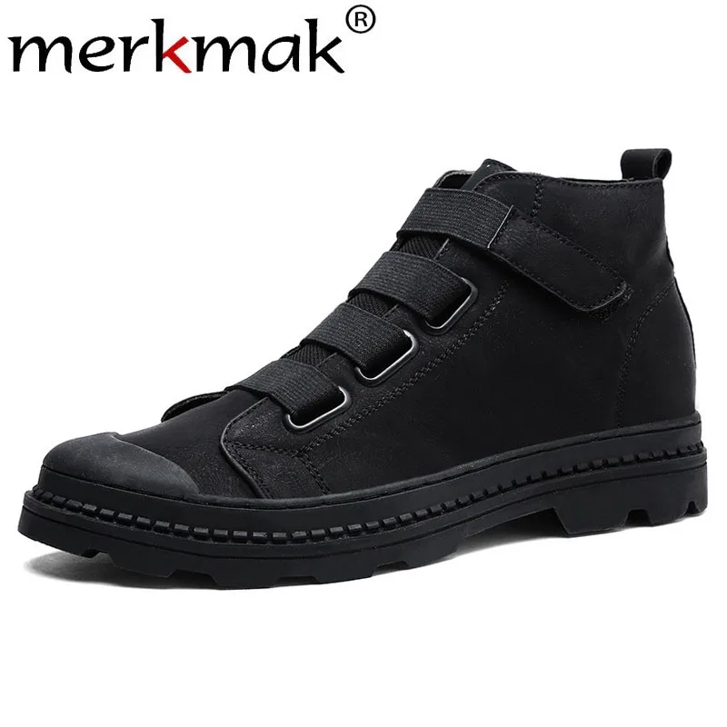 

Merkmak Fur Plush Snow Boots Men Ankle Boots Fashion Solid Keep Warm Martin Boot Man Outdoor Shoes Size39-44 Military Boots Flat