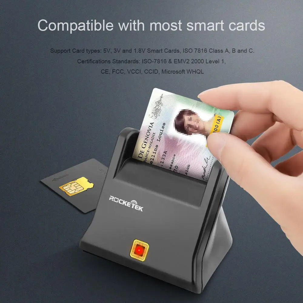 Rocketek USB 2 0 Smart Card Reader CAC ID Bank card sim card cloner connector cardreader 5