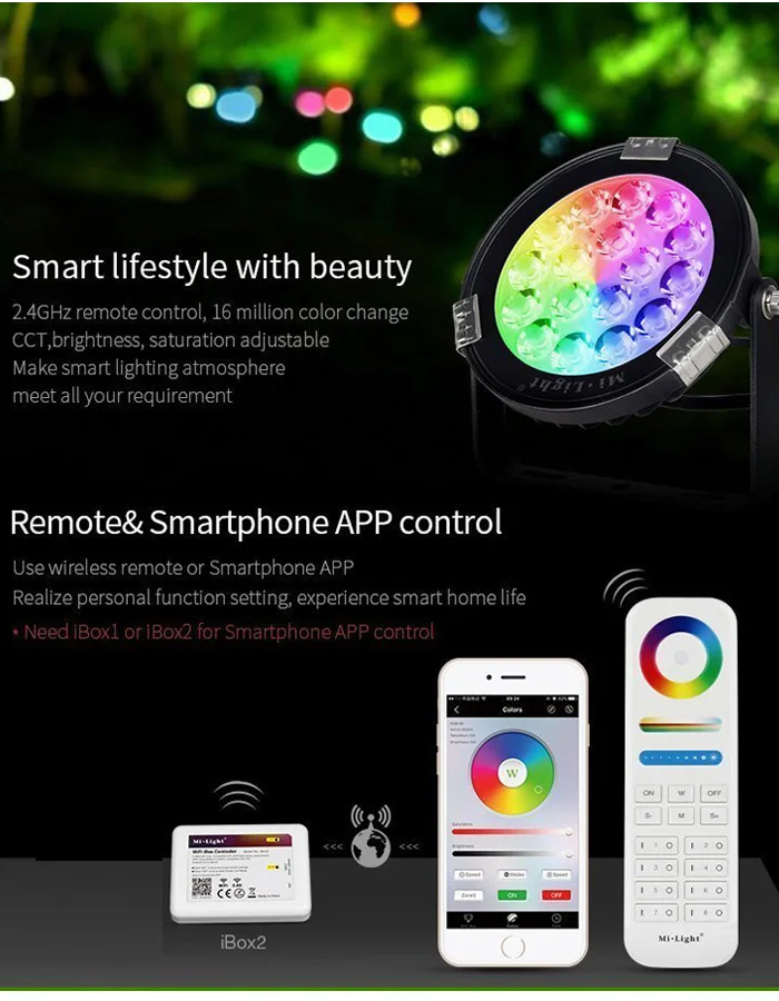 Газонные лампы Milight 9 Вт RGB CCT наружный светодиодный прожектор Водонепроницаемый 2